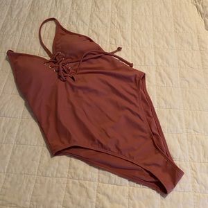 One piece dusty rose bathing suit